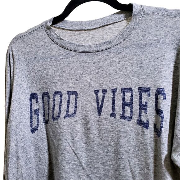 Grayson Threads Womens Cropped Good Vibes Grey T-Shirt Size Medium - Picture 5 of 11